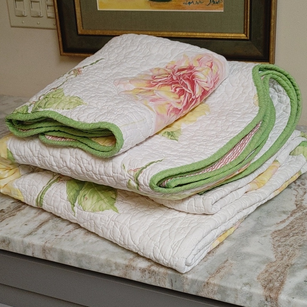 Vintage Heritage Collection Garden Party 100% Cotton Twin Set Quilt